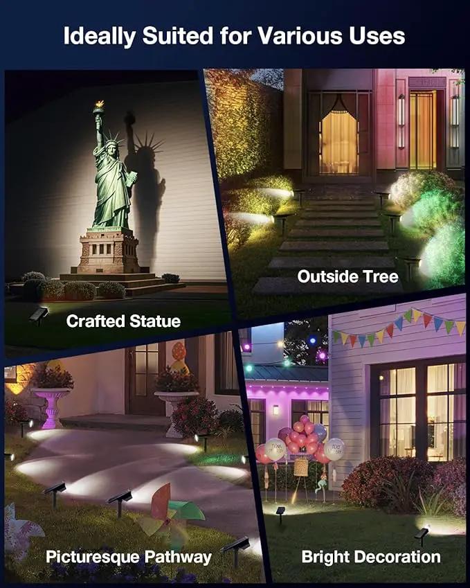 Solar Power Spotlight Outdoor Waterproof Landscape LED Accent Lighting for Yard, Tree, Plants, Walls, Path, Garden, Statues, Adjustable Brightness,Dusk to Dawn Long Lasting 6 Pack Cool White by GreenHaven Gardens