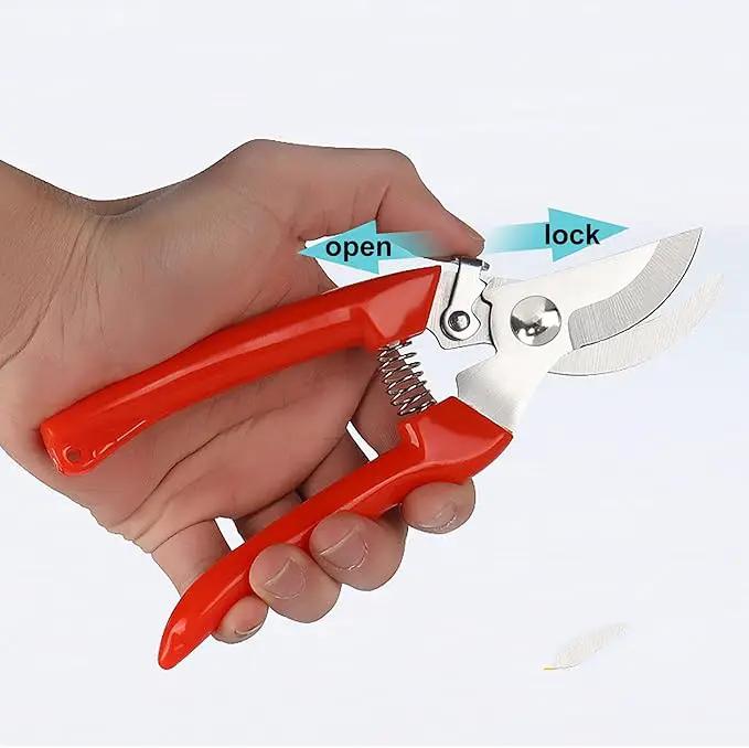 Garden Flower Shears Pruning Shears 6.9 inches Scissors Heavy Duty Plant Scissors for Cutting Flowers, Trimming Plants, Bonsai, Fruits Picking (Red Handle) by GreenHaven Gardens