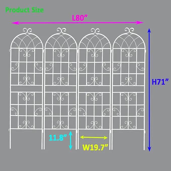 Metal Garden Trellis Rustproof Trellis for Climbing Plants Outdoor Flower Support Butterfly Deco (Cream White-4 Pack, 71"x19.7") by GreenHaven Gardens