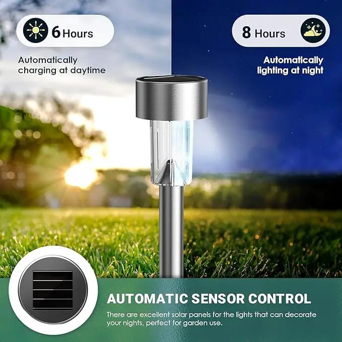 GIGALUMI Solar Lights Outdoor Waterproof, 12 Pack, Stainless Steel LED Solar Garden Lights for Patio, Lawn, Yard and Landscape, Cold White by GreenHaven Gardens