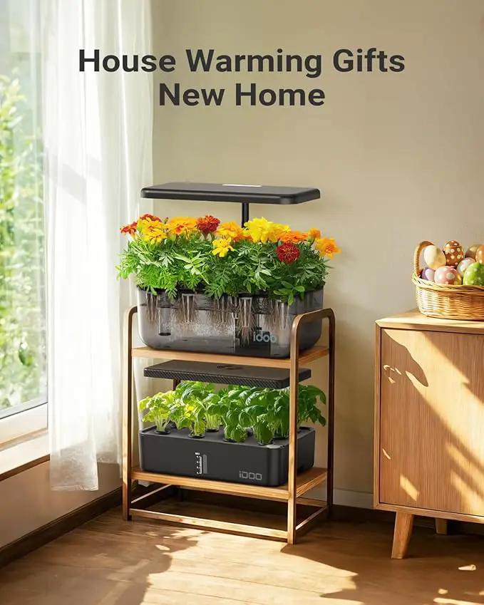iDOO Hydroponics Growing System Kit 12 Pods, Christmas Gifts Gardening Gifts for Women Mom Dad Kids, Indoor Herb Garden with LED Grow Light for Home School, Indoor Plants Good for Mental Health by GreenHaven Gardens
