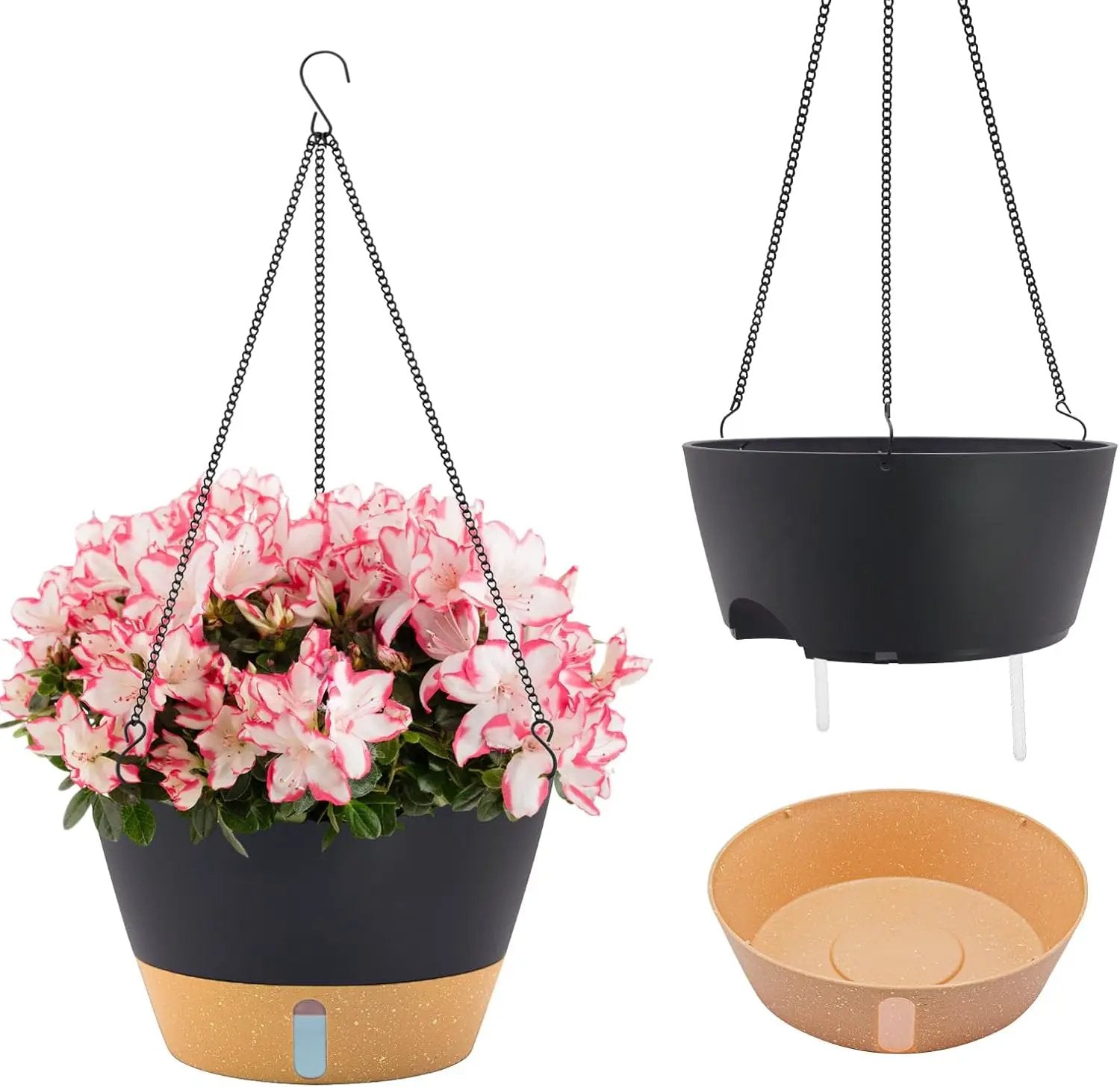 ZMTECH 12 Inch Hanging Planters for Indoor Plants, 2 Pack Self Watering Hanging Planter with Visual Reservoir, Hanging Pots for Plants Outdoor with Drainage Hole and Plant Hanger(Gray) by GreenHaven Gardens