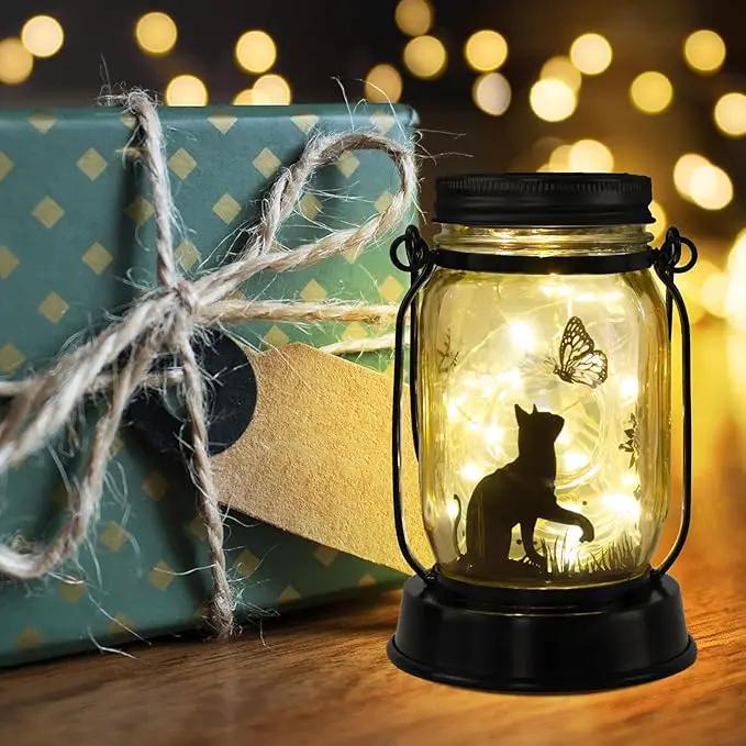 Cat Solar Lanterns Cat Gifts for Women Men Cat Lovers Gifts Hanging Cat Lanterns with Stake for Yard Lawn Garden Decor Black Cat Lantern by GreenHaven Gardens