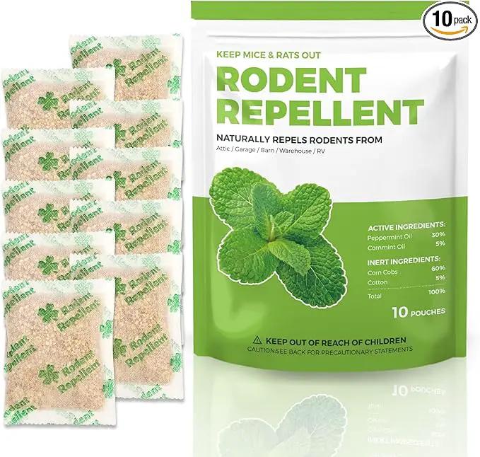 Mice Repellent Indoor, Peppermint Oil to Repel Mice and Rats, Extra-Strength Plant-Based Mice Repellent Rat Repellent for House Squirrel Repellent Rodent Deterrent for Indoor Use (Pack of 10) by GreenHaven Gardens