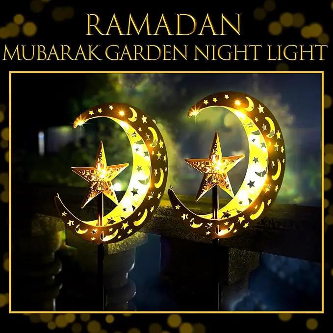 2 Pcs Ramadan Solar Lights Ramadan Decorations Outdoor Mubarak Star Moon Solar Stakes Lights Waterproof for Eid Decorations Outdoor Garden Walkway Lawn Patio Yard(Star) by GreenHaven Gardens