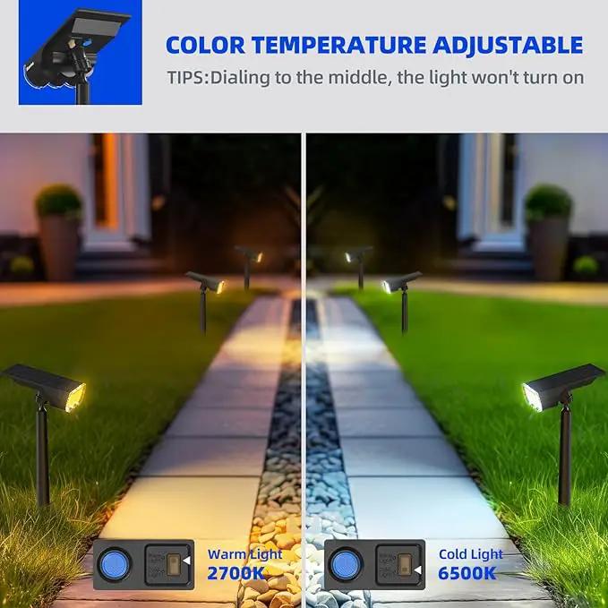 Barrina 36 LEDs Landscape Solar Spotlights, Solar Powered Dusk-to-Dawn Outdoor Garden Lights, 6500K & 2700K, 360° Horizontal Adjustable Spotlights for Garden Yard Patio Driveway Porch, 4 Packs by GreenHaven Gardens