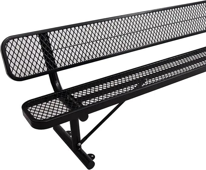 4/6/8 Feet Park Bench for Outside Heavy Duty Metal, Garden Benches Outdoor Bench with Backrest & Portable Frame, for Shopping Malls Stores Parks Patios Decks, Black by GreenHaven Gardens