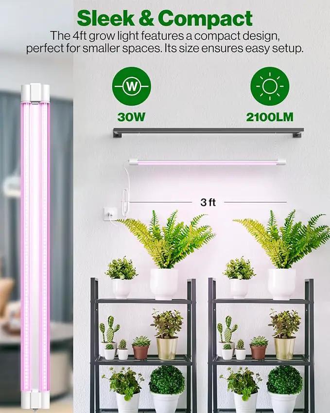 Sunco 3ft Grow Light LED, 30W, Full Spectrum, for Seed Starting, Seedling, Indoor Plants, Plug in Suspended Fixture, Link Up to 5, Inline Switch, UL/ETL 2 Pack by GreenHaven Gardens