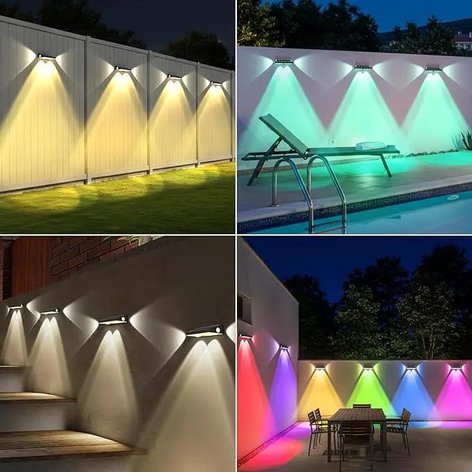 OUTON Solar Fence Lights Outdoor, 3-Side RGBCW Fence Light Solar Powered, 10 Modes Dusk to Dawn Auto ON/Off Deck Lights, IP65 Waterproof Outside Light for Garden Step Patio Backyard Wall, 6-Pack by GreenHaven Gardens