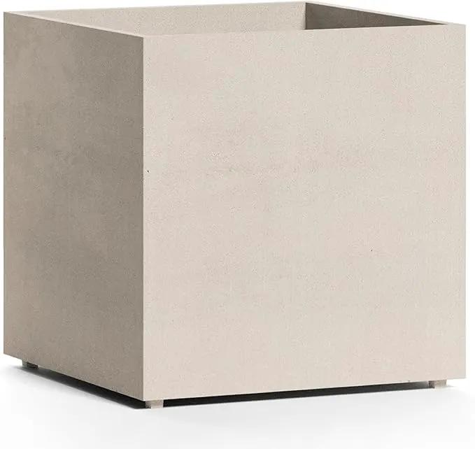 Reglito Cube Planter – Fiberglass Indoor/Outdoor and Weather-Resistant Large Planter (Sand Stone, 39.4" L x 39.4" W x 40" H) by GreenHaven Gardens