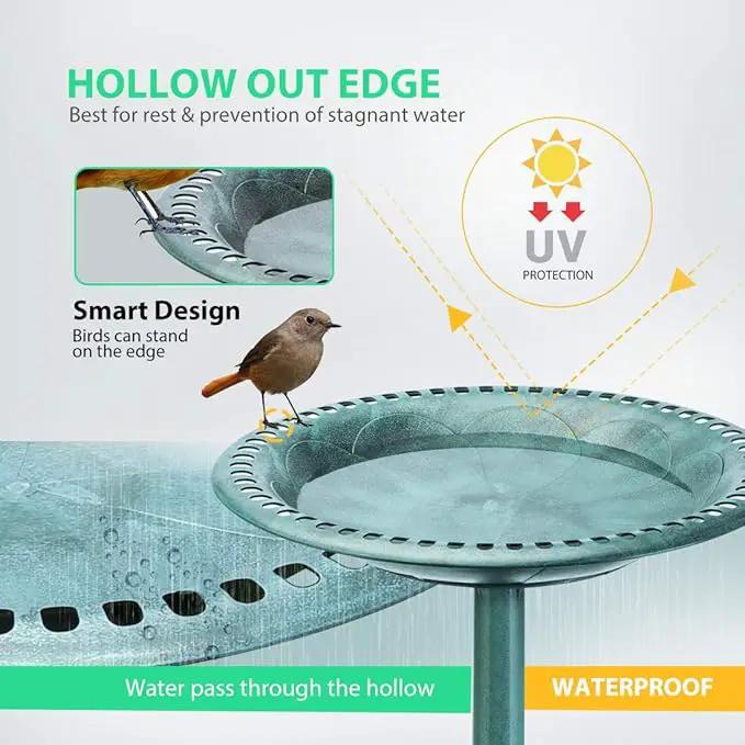 VIVOHOME 28 Inch Height Polyresin Lightweight Antique Outdoor Garden Bird Bath Green by GreenHaven Gardens
