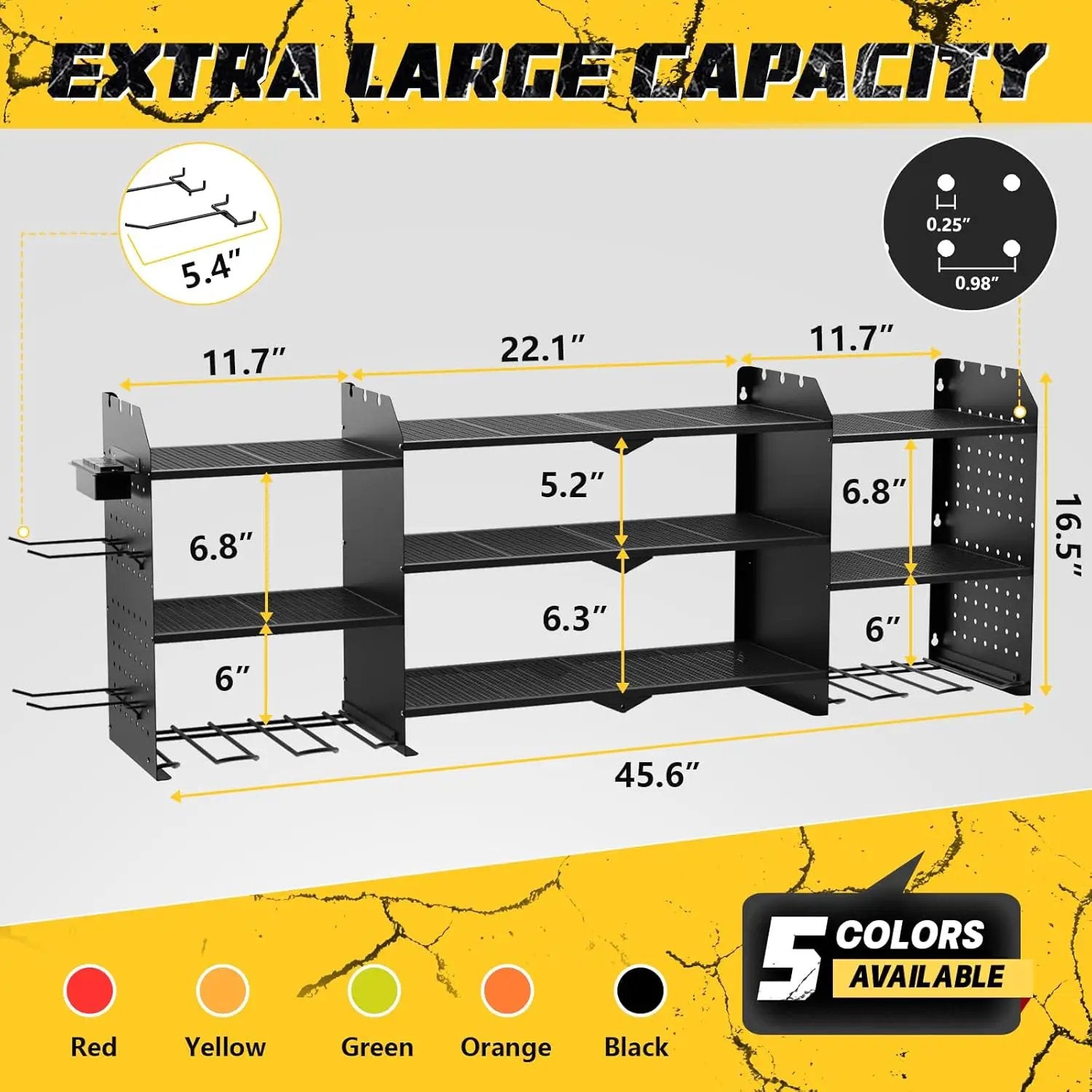 Power Tool Organizer Wall Mount with Charging Station, Expanded Width Power Tool Storage Rack, Large Tool Battery Organizer with Screwdriver/Hammer Heavy Duty Garage Storage by GreenHaven Gardens
