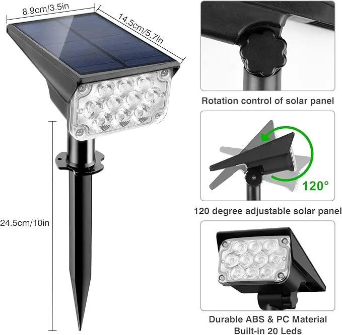 Solar Spot Lights Outdoor,20 LED Waterproof IP65 Solar Landscape Light Adjustable Panel Spotlights for Wall Tree Yard Garden Halloween Christmas Red Lights 4 Pack by GreenHaven Gardens