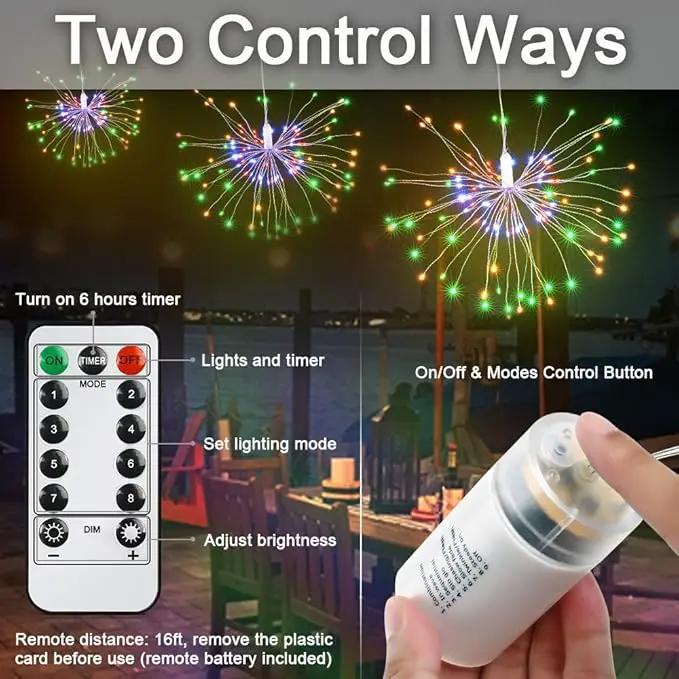 FOOING 6 Pack Firework Lights led Copper Wire Starbursts String Lights 8 Modes Battery Operated Fairy Lights with Remote,Decorative Hanging Lights for Party Patio Bedroom Christmas Decoration by GreenHaven Gardens
