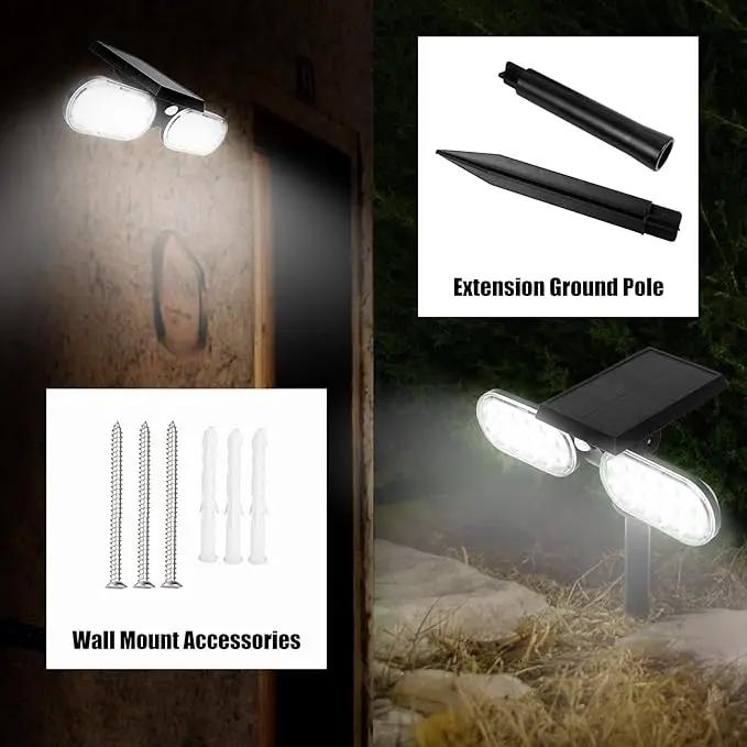 Luwint Solar Motion Lights Outdoor, Waterproof Solar Powered Flood & Security Lights for Outside, 2 Heads Swivel 360 Angle Solar Lights with Ground Stake by GreenHaven Gardens