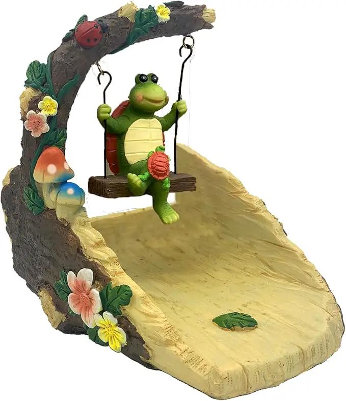 Tortoise On The Swing Gutter Downspout Extension Decoration,Rain Downspout Diverter Garden Statue,Decorative Gutter Extension,Downspout Splash Block,Animal Resin Statue Outdoor Décor by GreenHaven Gardens