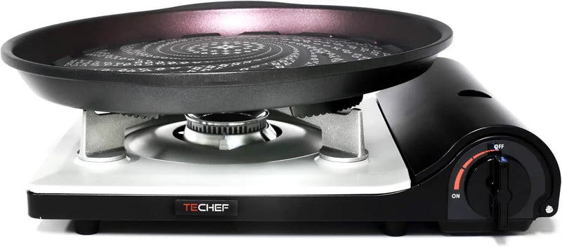 TECHEF - Stovetop Korean BBQ Non-Stick Grill Pan with Agni Portable Gas Stove Burner, Made in Korea (Grill Pan w Stove) by GreenHaven Gardens