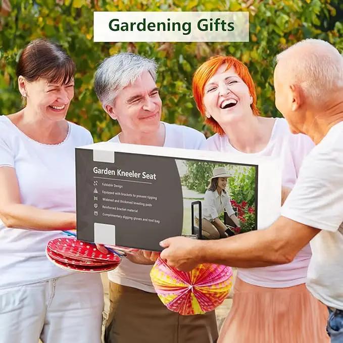 seasky Foldable Garden Kneeling and Seat,Anti-Tipping Garden Stool Widened Thick Soft Kneeling Pad, Heavy Duty Gardening Stool with Garden Tool Bag,Gardening Gift for Women(Without Gloves) by GreenHaven Gardens