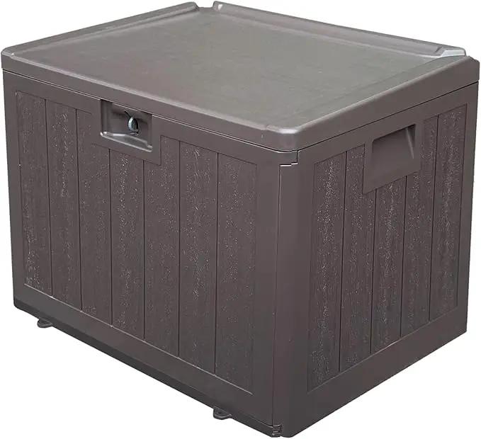 33 Gallon Pro Waterproof Outdoor Storage Bin Resin Deck Box for Patio, Poolside, and Garden, Lockable & UV-Resistant, Ideal for Small Spaces, Brown by GreenHaven Gardens