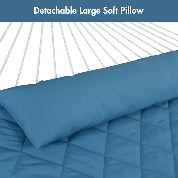 ANOW 2 Person Hammock with Detachable Large Hammock Pad and Pillow, for Garden Yard Outside, 450 LBS Weight Capacity, Blue by GreenHaven Gardens