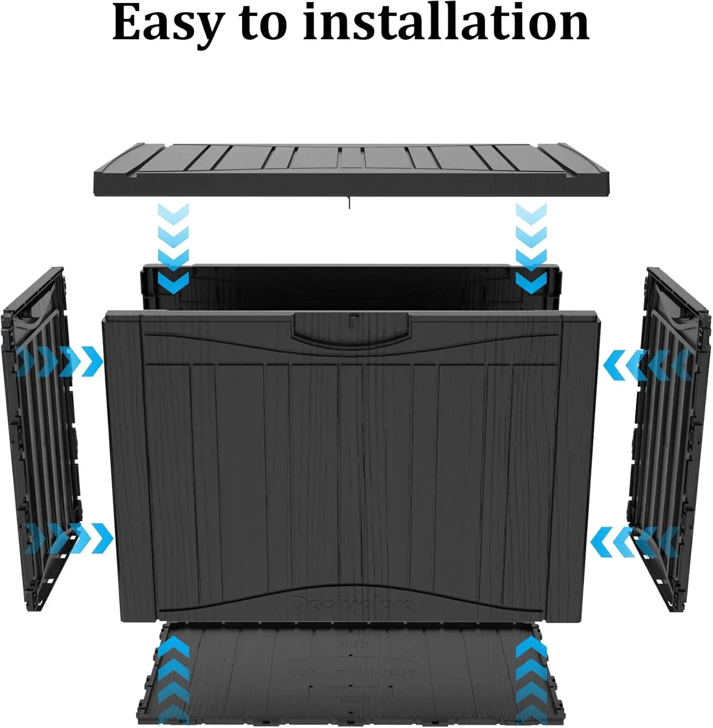 50 Gallon Waterproof Large Resin Deck Box Indoor/Outdoor Lockable Storage Container and Seating for Garden, Pool, and Patio (50 Gallon,Black) by GreenHaven Gardens
