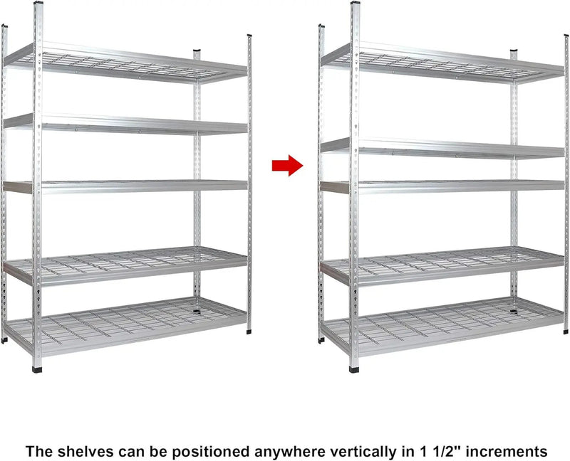 Amazon Basics 4000IBS Heavy Duty Adjustable Storage Shelving Unit, 5 Shelf, High-Grade Aluminum, Silver, 60 x 24 x 78 Inch by GreenHaven Gardens