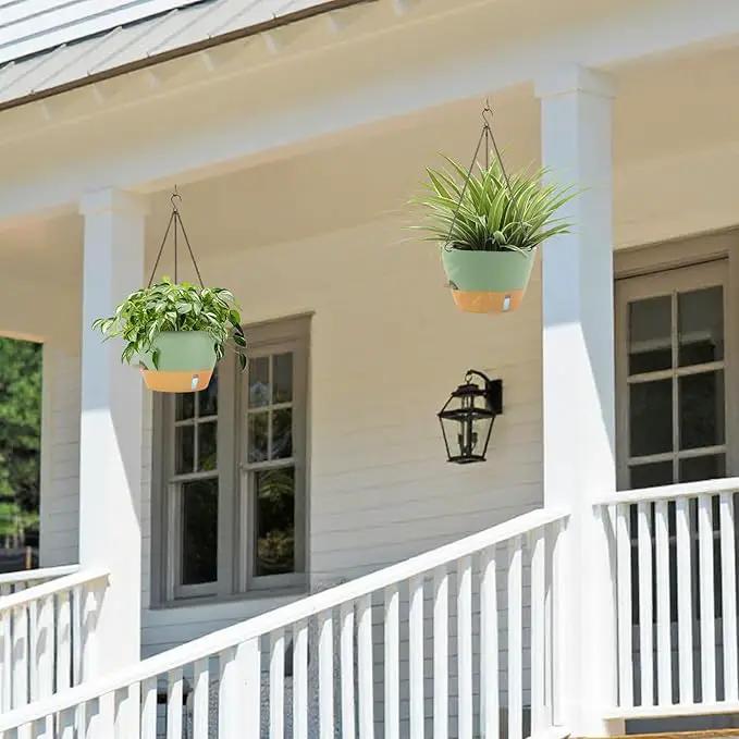 ZMTECH 12 Inch Hanging Planters for Indoor Plants, 2 Pack Self Watering Hanging Planter with Visual Reservoir, Hanging Pots for Plants Outdoor with Drainage Hole and Plant Hanger(Green) by GreenHaven Gardens