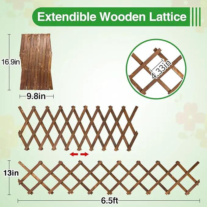 Pack of 2 Extra Thick Wooden Wall Trellis- Expandable Wall Planter Lattice Panels for Climbing Plants, Hanging Vertical Plant Support Fence Frame Outdoor Indoor for Balcony Patio Garden Room by GreenHaven Gardens