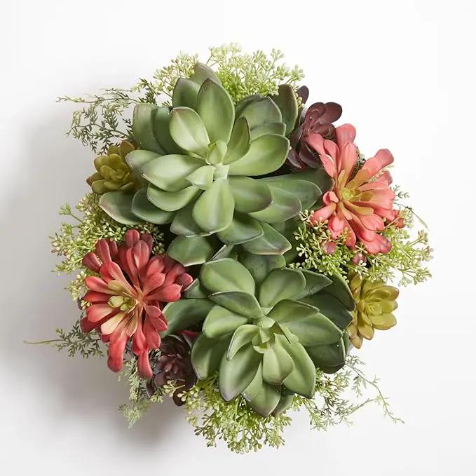 Faux Succulent Arrangement, Premium Artificial Indoor Plant Enhances Interior Design, Display on Any Surface in Your Home Adding an Inviting Touch of Nature, Grey Planter Pot Included by GreenHaven Gardens