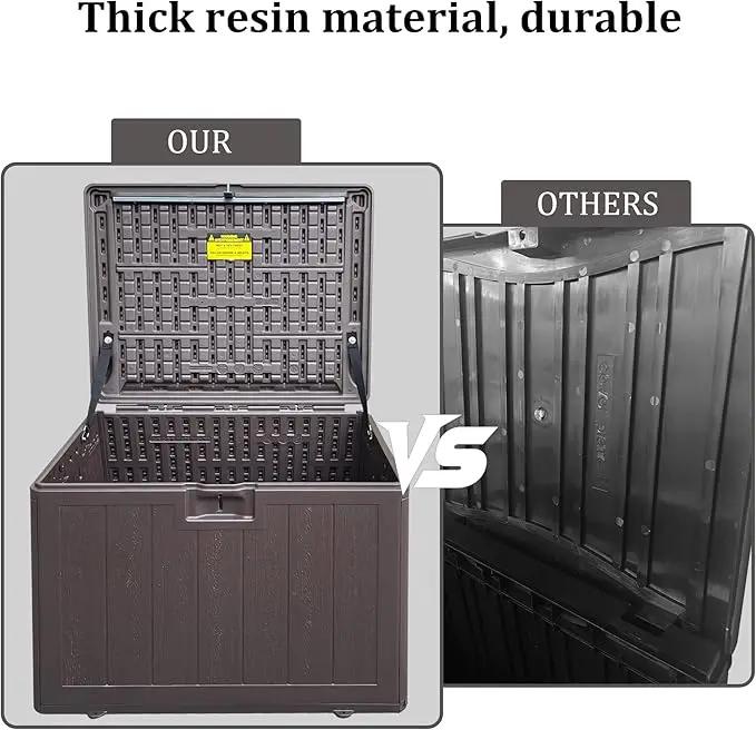 33 Gallon Pro Outdoor Storage Box Waterproof Lockable Resin Deck Box Large, Patio Storage Bin for Pool Accessories Cushion Furniture, Garden Tools, UV-Resistant Outside Delivery Brown by GreenHaven Gardens