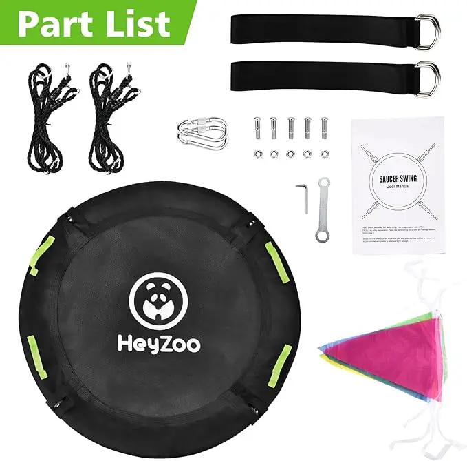 Tree Swing, Saucer Flying Swing 40 Inch for Kids, 900lbs Weight Capacity, with Adjustable Hanging Straps, Swing Sets for Backyard, for Indoor and Outdoor Playground, Black by GreenHaven Gardens