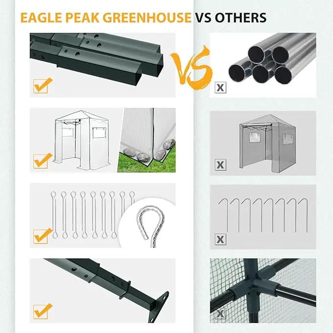 EAGLE PEAK 6x4 Portable Walk-in Greenhouse, Pop-up Indoor Outdoor Garden Green House, Zippered Door and Windows, PE Cover, White by GreenHaven Gardens