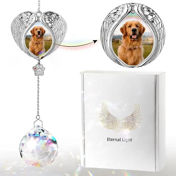 Pet Memorial Suncatcher - Dog Memorial Gifts for Loss of Dog, Christmas Pet Paw Print Photo Ornament, Pet Sympathy Gift, Bereavement Gift Ideas for Dog or Cat Passing Away, Remembrance, Silver Metal by GreenHaven Gardens