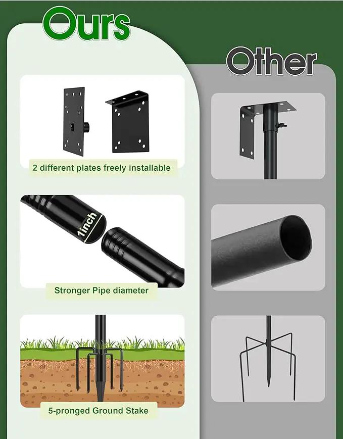 XDW-GIFTS Bird House Pole, 1 Pack 109 Inch Metal Bird Feeder Pole for Outdoor, with 5-Prong Heavy Duty Base for Birdhouse Mounting, Weather Station by GreenHaven Gardens