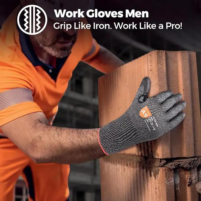 Donfri 3 Pairs A9 Cut Resistant Work Gloves for Men - Steel + HPPE Hybrid Safety Gloves for Men, ANSI Cut Level 9 Protection Flexible for Metal Glass Wood Construction Fishing by GreenHaven Gardens