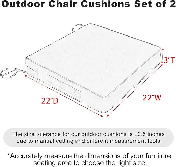 Favoyard Patio Chair Cushions 22 x 22 x 3 Inch Waterproof Outdoor Seat Cushions for Patio Furniture 3-Year Color Fastness Garden Sofa Couch Chair Pads with Handle & Adjustable Straps Set of 2, Grey by GreenHaven Gardens