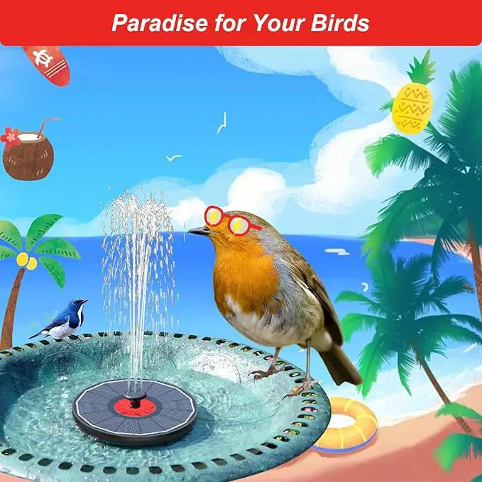 Solar Fountain with Red Flower - Attract Birds - Upgrade 3.5W Solar Bird Bath Fountains, Solar Powered Water Feature Fountain Pump with 7 Nozzles for Hummingbirds, Garden, Pool, and Pond by GreenHaven Gardens