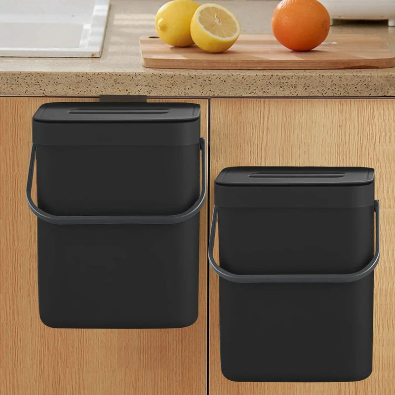 LALASTAR Countertop Compost Bin with Lid, Hanging Small Trash Can with Lid Under Sink for Kitchen, Food Waste Bin for Countertop, Mountable Garbage Can for Bathroom, RV, 5L/1.3 Gal, Black by GreenHaven Gardens