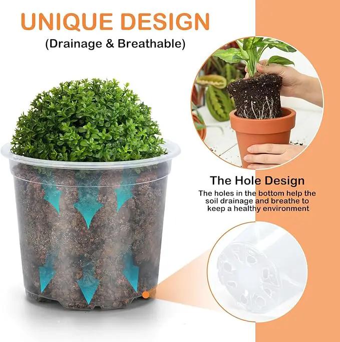 45 Pack 7/6/5/4/3 Inch Clear Nursery Pots for Plants, Clear Plastic Plant Pots with Drainage Holes, Transparent Variety Pack Flexible Garden Pot for Outdoor Indoor, Seed Starting Pots (Clear) by GreenHaven Gardens
