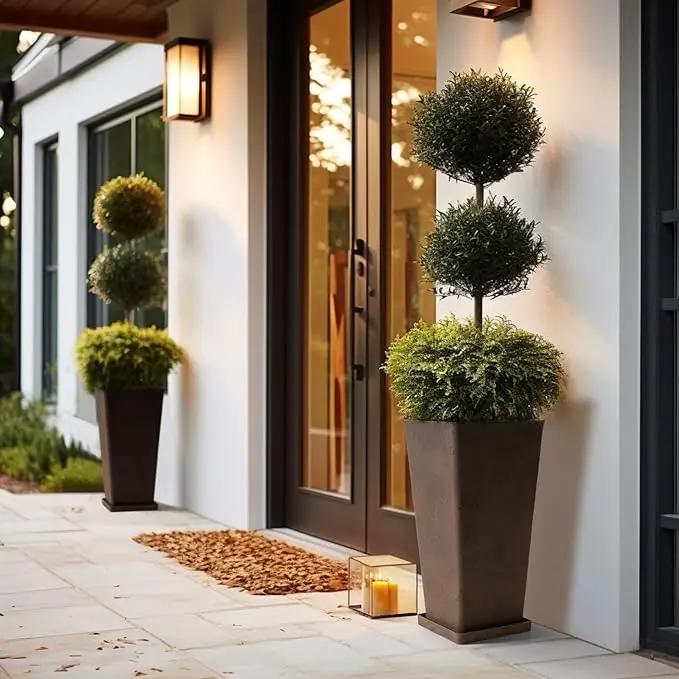LA JOLIE MUSE Tall Outdoor Planters Set of 2, 20 inch Large Tapered Square Planters for Indoor/Outdoor Plants, Large Outdoor Flower Pots for Front Door, Patio and Deck by GreenHaven Gardens