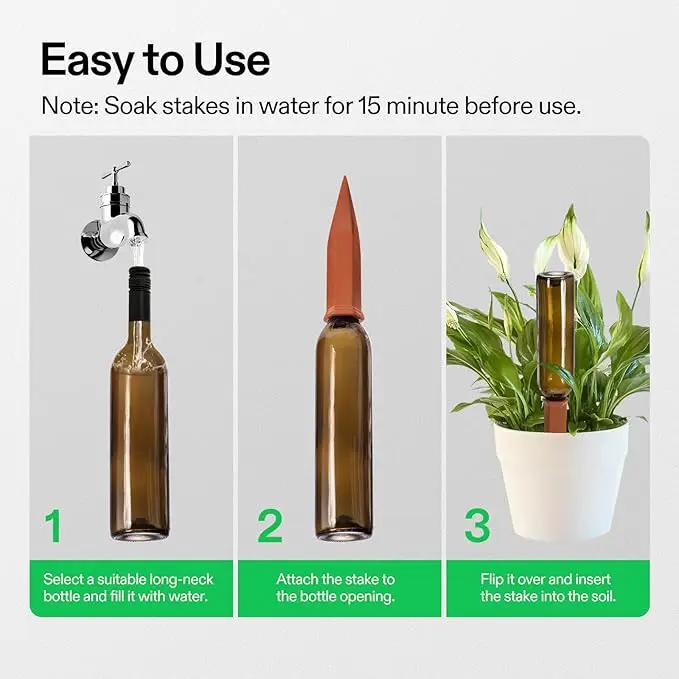VIVOSUN 10Pcs Self-Watering Spikes, 7 Inch Hexagonal Terracotta Watering Stakes, Auto-Water Device, Planter Insert for Indoor & Outdoor Potted Plants, 10-Pack by GreenHaven Gardens