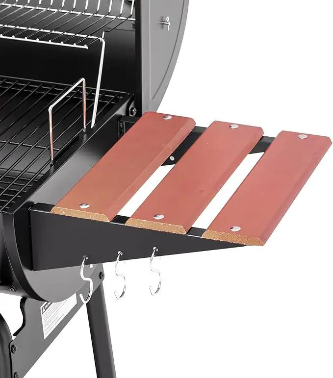 Royal Gourmet CC1830V 30 Barrel Charcoal Grill with Wood-Painted Side Front Table, 627 Square Inches Cooking Space, for Outdoor Backyard, Patio and Parties, Black by GreenHaven Gardens