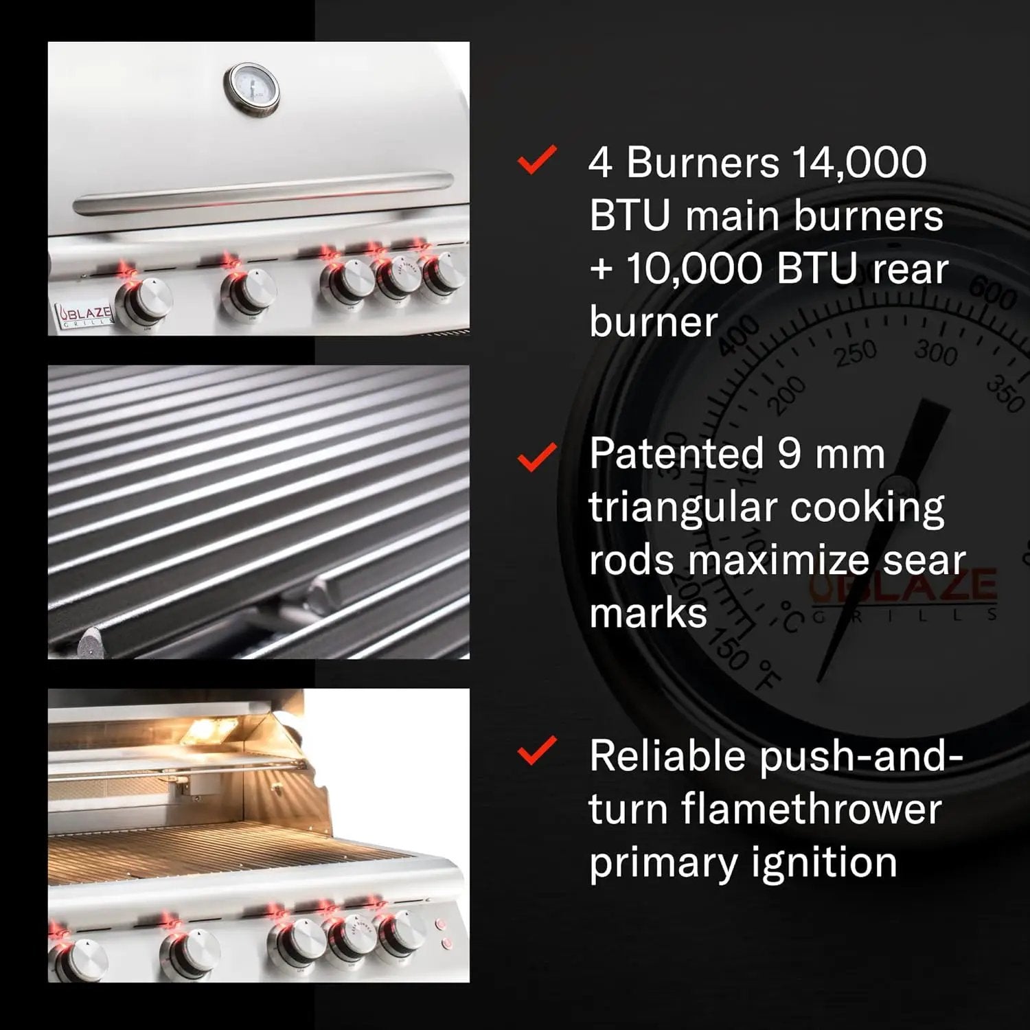Blaze Premium LTE Built-in Propane Gas Grill | 40-Inch 5-Burner BBQ with Rear Infrared Burner & Grill Lights | 304 Stainless Steel Construction BLZ-5LTE2-LP by GreenHaven Gardens