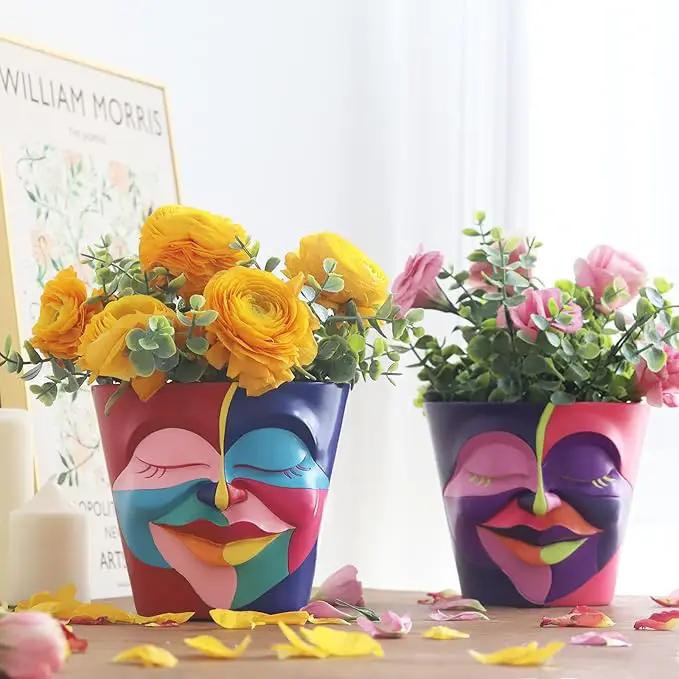GUGUGO Abstract Rainbow Head Planter, Graffiti Face Planters Pots with Drainage, Flower Plant Pots for Indoor Plants, Unique Funny Pots for Plant Lover Gifts by GreenHaven Gardens