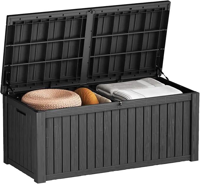 152 Gallon Deck Box Waterproof, UV Resistant Resin Outdoor Storage Box with Hydraulic Rod, Lockable Design and Enhanced Durability for Patio, Garden, and Poolside Use by GreenHaven Gardens