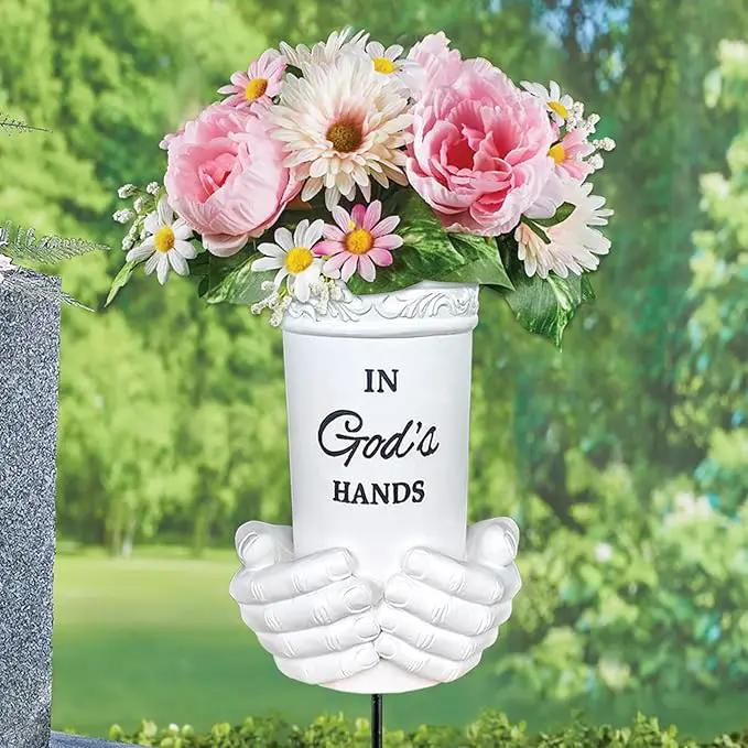 BAYN Grave Decorations for Cemetery, Hand Held Vases with Spikes for Garden Decorations Waterproof Garden Statues Memorial Gifts for Loss of Loved One by GreenHaven Gardens