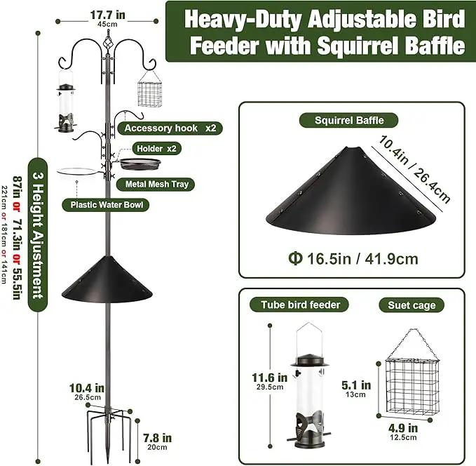 ERYTLLY Bird Feeders Bird Feeding Station Kit Bird Feeding Pole Wild Bird Feeder Hanging Kit with Squirrel Guard Baffle Suet Cage Tube Bird Feeder Planter Hanger Multi Feeder for Attracting Wild Birds by GreenHaven Gardens
