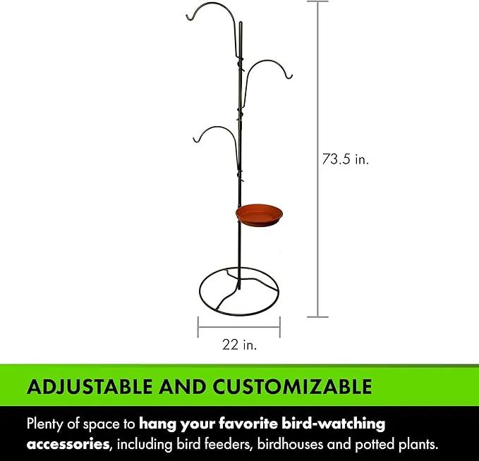 Yard Butler Yard Tree Bird Center - Durable Bird Feeder Holder & Hanging Plant Stand with 3 Hooks & Birdbath Ring - Beautiful Yard Decoration by GreenHaven Gardens