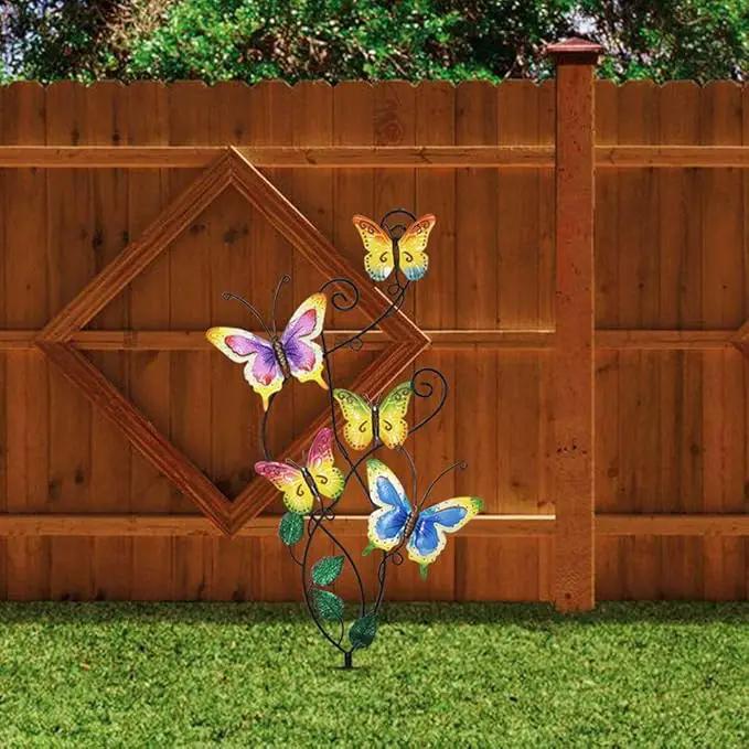 Juegoal 28 Inch Butterfly Garden Stake Decor Metal Wall Art Decoration, Mothers Day Ideal Gifts for Mom, Yard Outdoor Ornaments by GreenHaven Gardens
