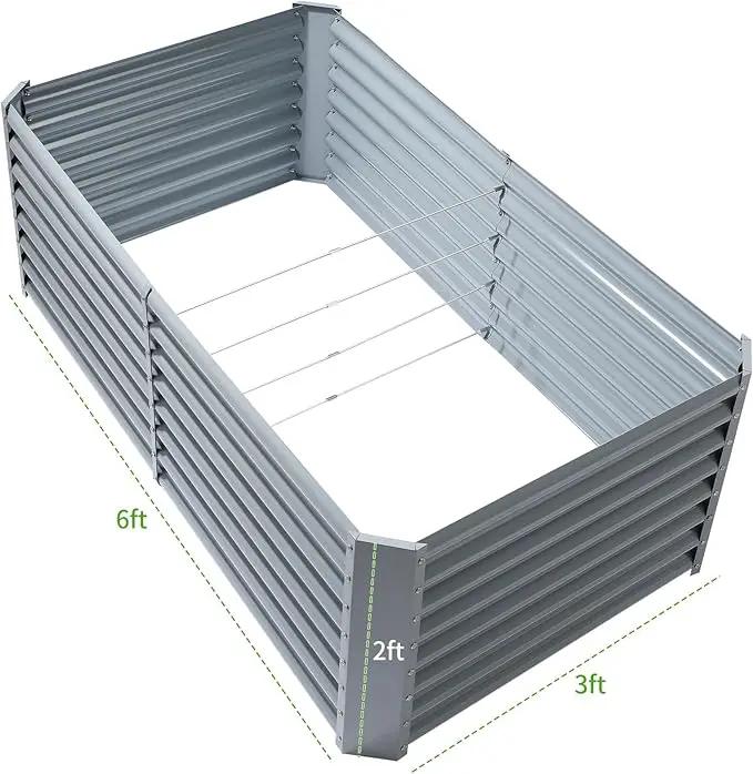 Land Guard 6×3×2ft Galvanized Raised Garden Bed, Planter Boxes Outdoor, Raised Garden Beds Outdoor for Vegetables, Flowers, Herbs, 269 Gallons, Modern Gray… by GreenHaven Gardens